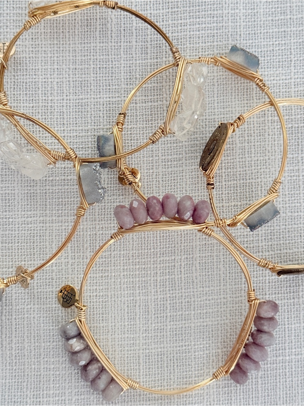 5-Pc Bourbon & Bowties Curated Bracelet Set • Druzy, Quartz & Shotgun Shell - Picture 4 of 7